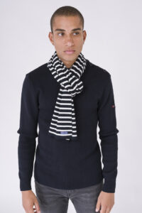 NAVY-WHITE WOOL SCARF JAMES
