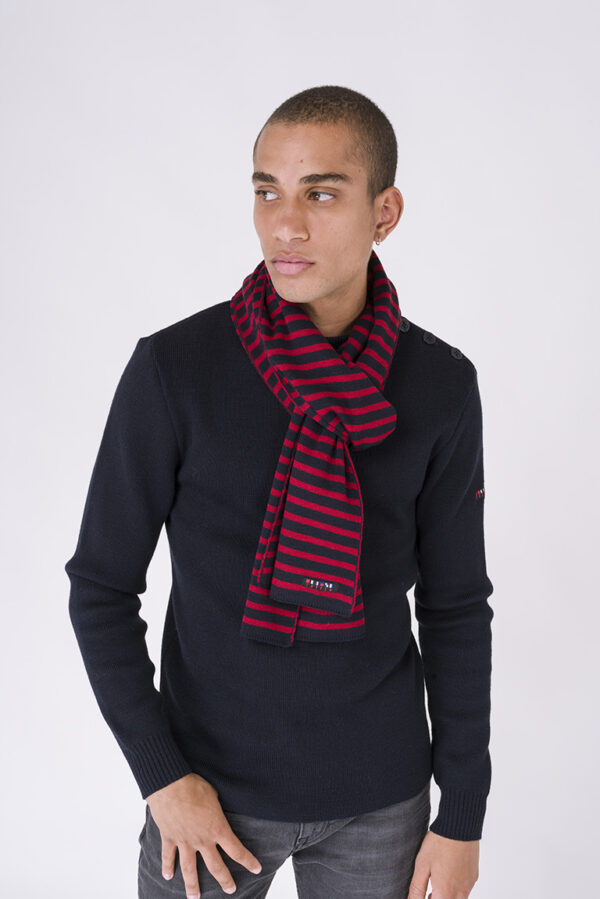 NAVY-RED WOOL SCARF