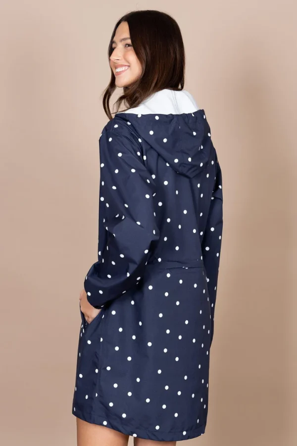 White-dots navy ladies raincoat Amelot